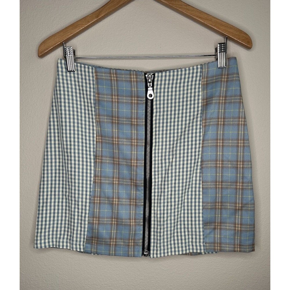 The Ragged Priest Alt Grunge Schoolgirl Patchwork Plaid Zipper Mini Skirt Size S
